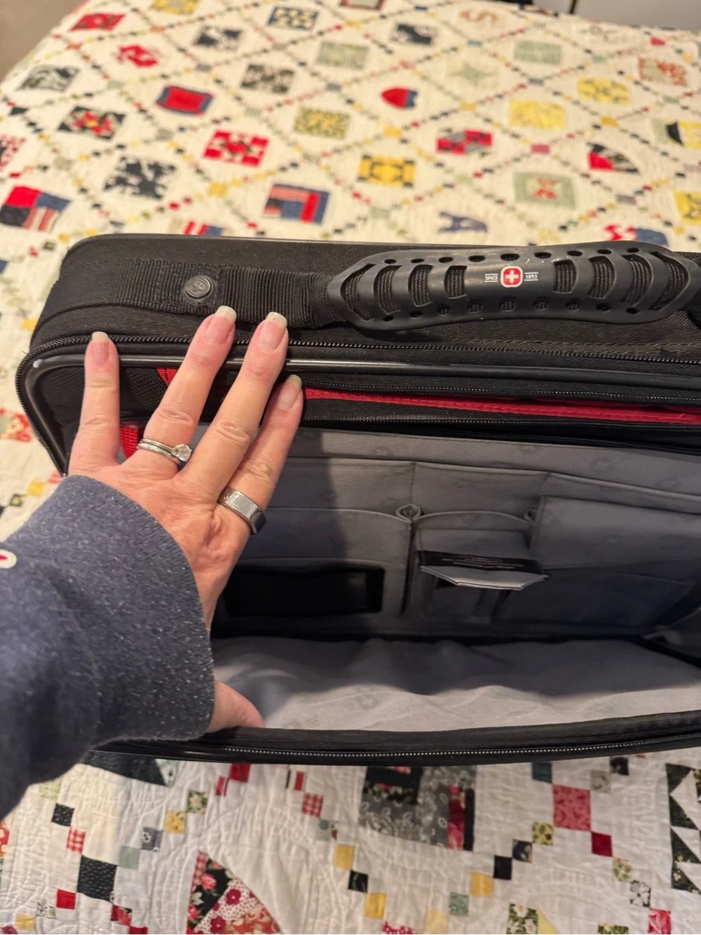 SwissGear Black Laptop Messenger with Red Logo Accents